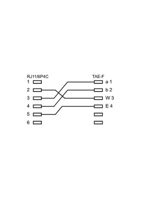 Adaptér telefónny RJ11/TAE F M/F kábel 0.2m, čierny, 10ks/bal