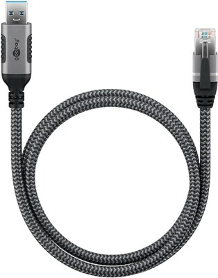 Kábel USB A 3.0 na RJ45 (Gigabit Ethernet), 2m, čierny/sivý