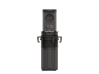 ELEVATOR 1xUTE 230V, Nabíjačka (2xUSB C) 45W, 2m kábel 1.5mm², vidlica CEE7/7, nerezová farba
