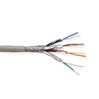 S/FTP (PiMF) drôt PVC 100m cat.7, AWG23, CPR Eca, 1000Mhz, 10GBase-T, sivý, meď