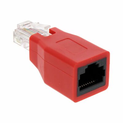 Redukcia RJ45 UTP M/F cross, netienená, červená