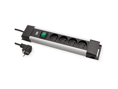 Predlžovačka CONNECTUS, 4xUTE 230V, vypínač, 2m kábel 1.5mm², hliník, čierna
