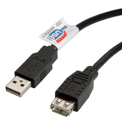 Kábel USB 2.0 A-A M/F 1.8m, High Speed, čierny