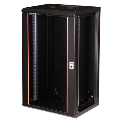 19" Rack na stenu 20U, čierny, 996x600x450mm (HxWxD), RAL9005, PRO, odnímateľné bočnice