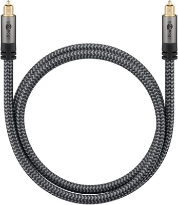 Kábel Toslink audio optický SPDIF prepojovací M/M 10m, ø6.5mm, pozl. konektor, čierny/sivý