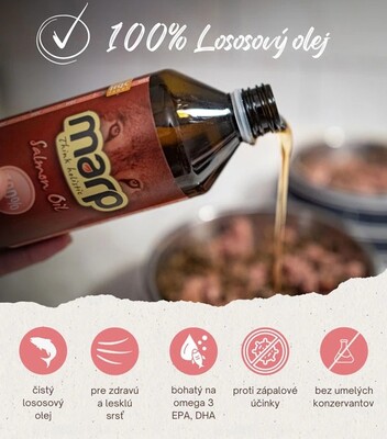 Olej z lososa Marp Holistic, prírodný doplnok stravy pre zdravú srsť, 500ml