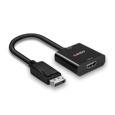 Adaptér DisplayPort/HDMI M/F, 4K@60Hz (DP 1.2a, HDMI 2.0), 18G, aktívny, 15cm, čierny