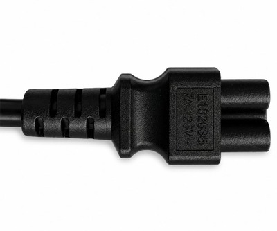 Kábel sieťový 230V pre notebook, vidlica (YP-12) US priama - C5, 1.8m, 0.75mm², 2.5A, čierny