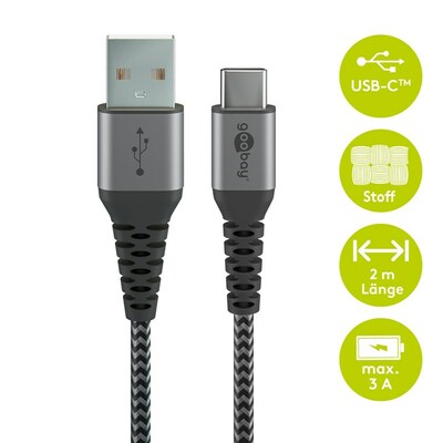 Kábel USB 2.0 AM/CM Typ C 1m, High Speed, Power Delivery 60w 20V3A, čierny/sivý