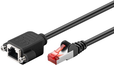 S/FTP (PiMF) Patchkábel 2m cat.6, čierny, Cu, predlžovací M/F s montážou na panel