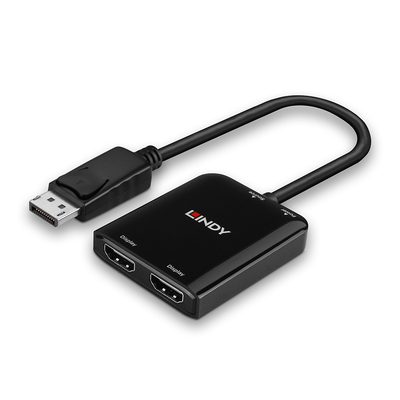 Video distribútor/splitter DisplayPort na HDMI 1IN/2OUT, MST (rozširuje prac. plochy), DP++, 4K@30Hz