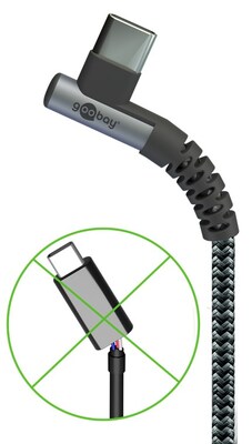 Kábel USB 2.0 Typ C AM/CM 1m, High Speed, Power Delivery 60w 20V3A, čierny/sivý, zahnutý 90°