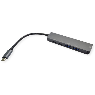 Dokovacia Stanica USB Typ C, HDMI, 2xUSB-A, 2xUSB-C, PowerDelivery, 4K@60Hz, 0.1m, čierna/sivá