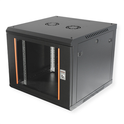 19" Rack na stenu 9U, čierny, 512x600x600mm (HxWxD), odnímateľné bočnice