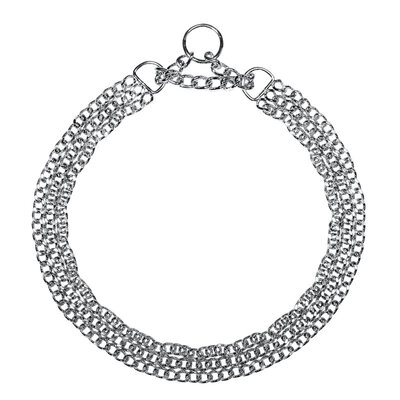 Obojok retiazkový sťahovací 2mm/50cm, trojradový, malé ploché oko, pochrómovaná oceľ, HS