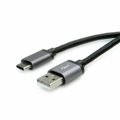 Kábel USB 2.0 AM/CM (3.1 Typ C) 1.8m, High Speed, čierno-strieborný, kovové krytky