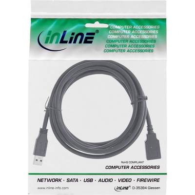 Kábel USB 3.2 Gen 1, A-A M/F 2m, 5Gbps, čierny, predlžovací