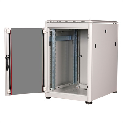 19" Rack na podlahu 16U, 898x600x800mm (HxWxD), PRO, sklenené dvere, sivý