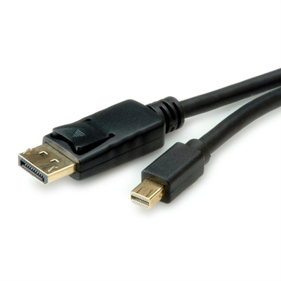 Kábel DisplayPort mini/DP M/M 1m, 8K@60Hz, DP v1.4, 32.4Gbit/s, čierny, pozl.konektor