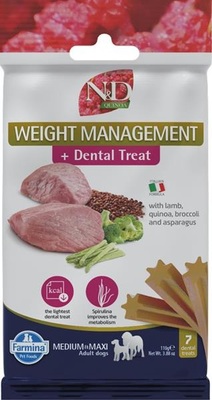 Pamlsok pre psov Farmina N&D Quinoa Weight Management, jahňacie, Adult M/L, 100g