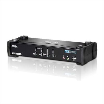 KVM switch/prepínač 4PC, DVI-I Dual Link, USB, USB hub, audio