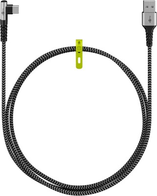 Kábel USB 2.0 Typ C AM/CM 1m, High Speed, Power Delivery 60w 20V3A, čierny/sivý, zahnutý 90°