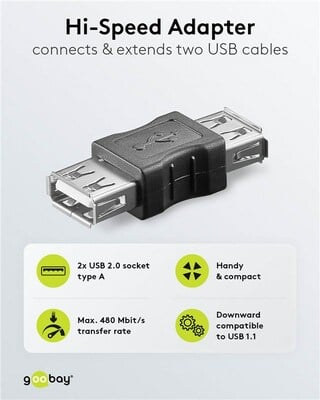 Adaptér/Spojka USB 2.0, AF/AF, čierny