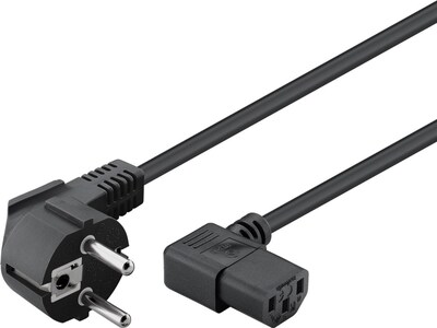 Kábel sieťový 230V, vidlica (CEE7/7) lomená - C13 zahnutý (doprava), 5m, 1.00mm², 10A, čierny