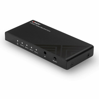 Video selektor/switch HDMI 3IN/1OUT AUTOMAT. prepínanie aj cez IR+tlačidl. UHD 4K(60Hz) 18G