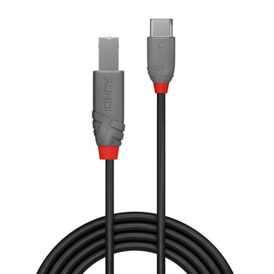 Kábel USB 2.0 Typ C CM/BM(2.0) 1m, High Speed, Anthra Line, čierny