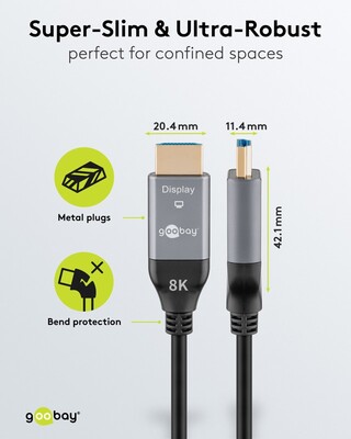 Kábel HDMI M/M 20m, Ultra High Speed+Eth, 8K@60Hz, HDMI 2.1, 48G, pozl. kon.,čierny, aktívny,optický