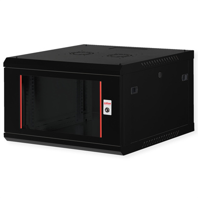 19" Rack na stenu 6U, čierny, 379x600x600mm (HxWxD), odnímateľné bočnice