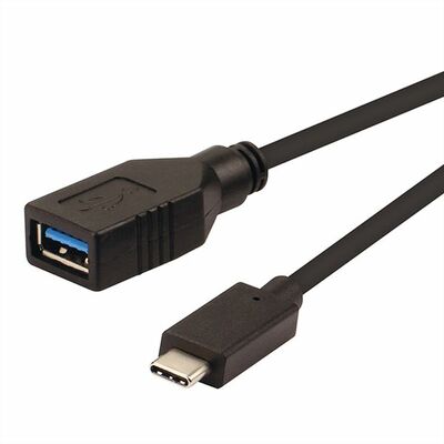 Kábel USB 3.2 Gen 1, Typ C CM/AF 0.15m, 5Gbps, OTG, čierny