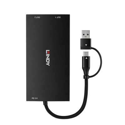 Konvertor USB Typ A/C na 2x HDMI, 4K@60Hz, DisplayLink, PD 100W