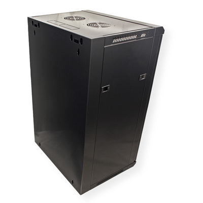 19" Rack na stenu 18U, čierny, 910x570x450mm (HxWxD), odnímateľné bočnice