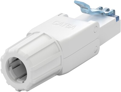 Konektor 8/8 RJ45 cat.6a, 10Gbit, netienený, na drôt, montáž bez klieští AWG 22-24, biely