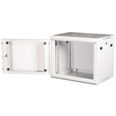 19" Rack na stenu 9U, sivý, 512x600x450mm (HxWxD), odnímateľné bočnice