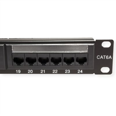 19" Patch panel 24port cat.6a, netienený, 1U, čierny