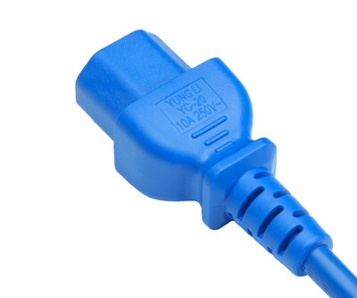 Kábel sieťový 230V predlžovací, C14 - C15, 1m, 1.00mm², 10A, modrý