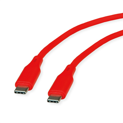 Kábel USB 2.0, CM/CM, 1m, High Speed, červený, pozl. konektor, flexiblný