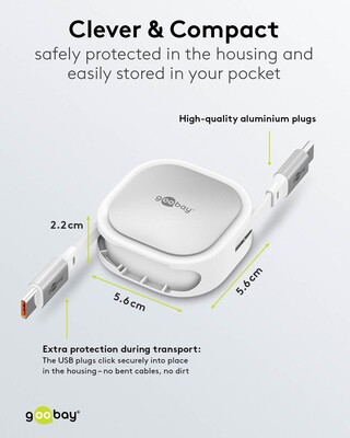 Kábel USB 2.0 Typ C CM/CM 1m, High Speed, Power Delivery 15w 5V3A, biely/sivý, samonavíjací
