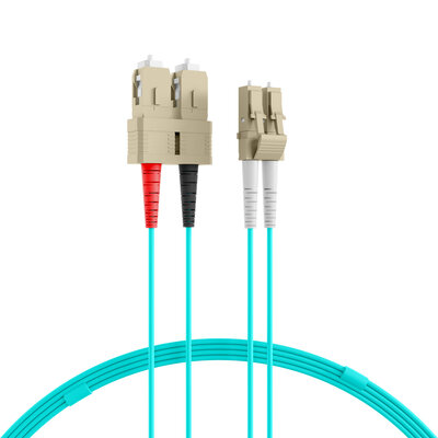Fiber kábel LC-SC, 7.5m Duplex OM3(50/125µm), LSOH, 2mm, tyrkysový