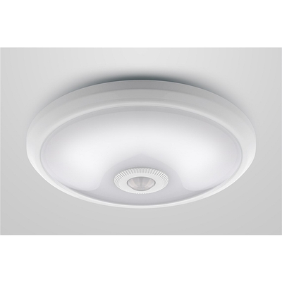 Stropné LED svietidlo s pohybovým senzorom (PIR), 12W teplá biela, ø288mm, IP20, biela
