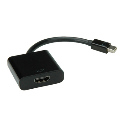 Adaptér mini DisplayPort/HDMI M/F, 4K@30Hz (DP 1.2, HDMI 1.4), 15cm, čierny