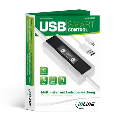 Kábel USB 2.0 A-MICRO-B M/M 1m, Multimeter, biely