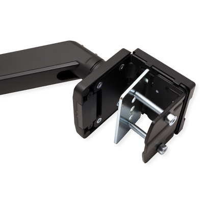Držiak pre monitor na stôl, úchyt o dosku, pneumatický, max 15kg, rameno 526mm, VESA 75/100, čierny