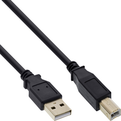 Kábel USB 2.0 A-B M/M 0.3m, High Speed, čierny, pozl. konektor