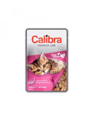 Kapsička pre mačky Calibra Premium Kitten, morka a kura v omáčke 24 x 100 g