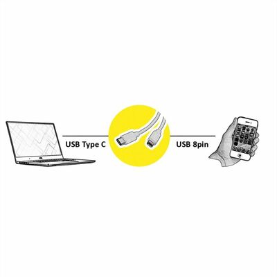 Kábel USB 3.1 Typ C CM/"Lightning" pre Apple, 1m, High Speed, biely s MFI cert.