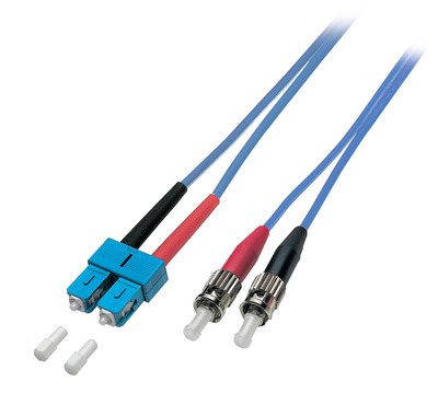 Fiber kábel SC-ST, 1m Duplex OS2(9/125µm), LSOH, armored (opancierovaný), 3mm, modrý